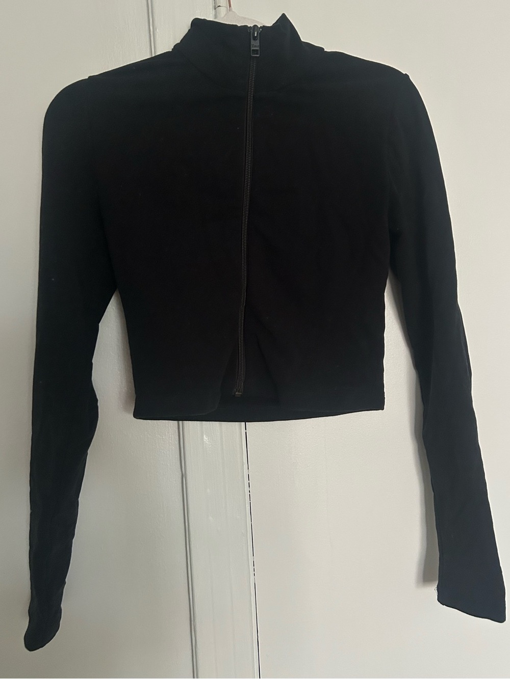 TNA Black Zip-Front Long Sleeve Women's Top